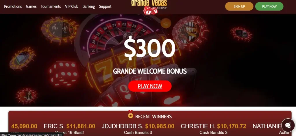 Grande Vegas Casino Friday 13th 13 Spins No Deposit Code