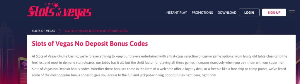 Slots of Vegas No Deposit Bonus